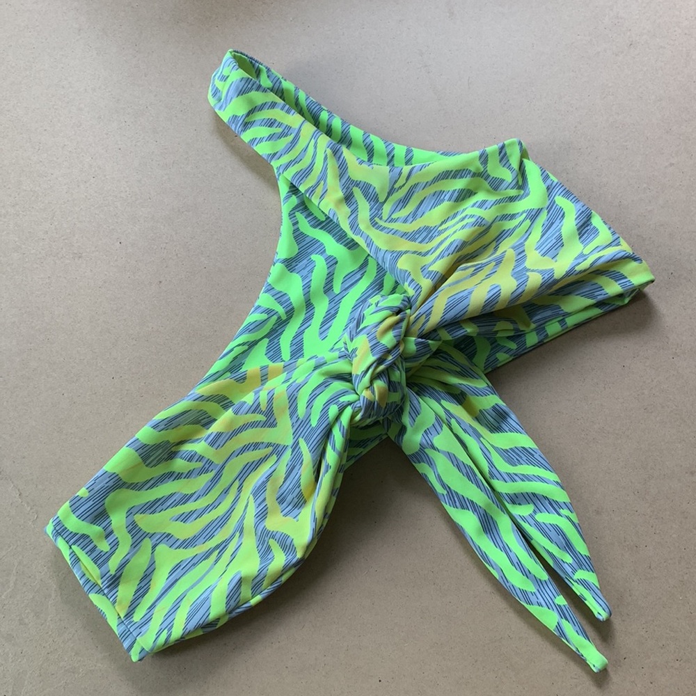 BLACKBOUGH Neon Print One Shoulder front Tie Bikini top